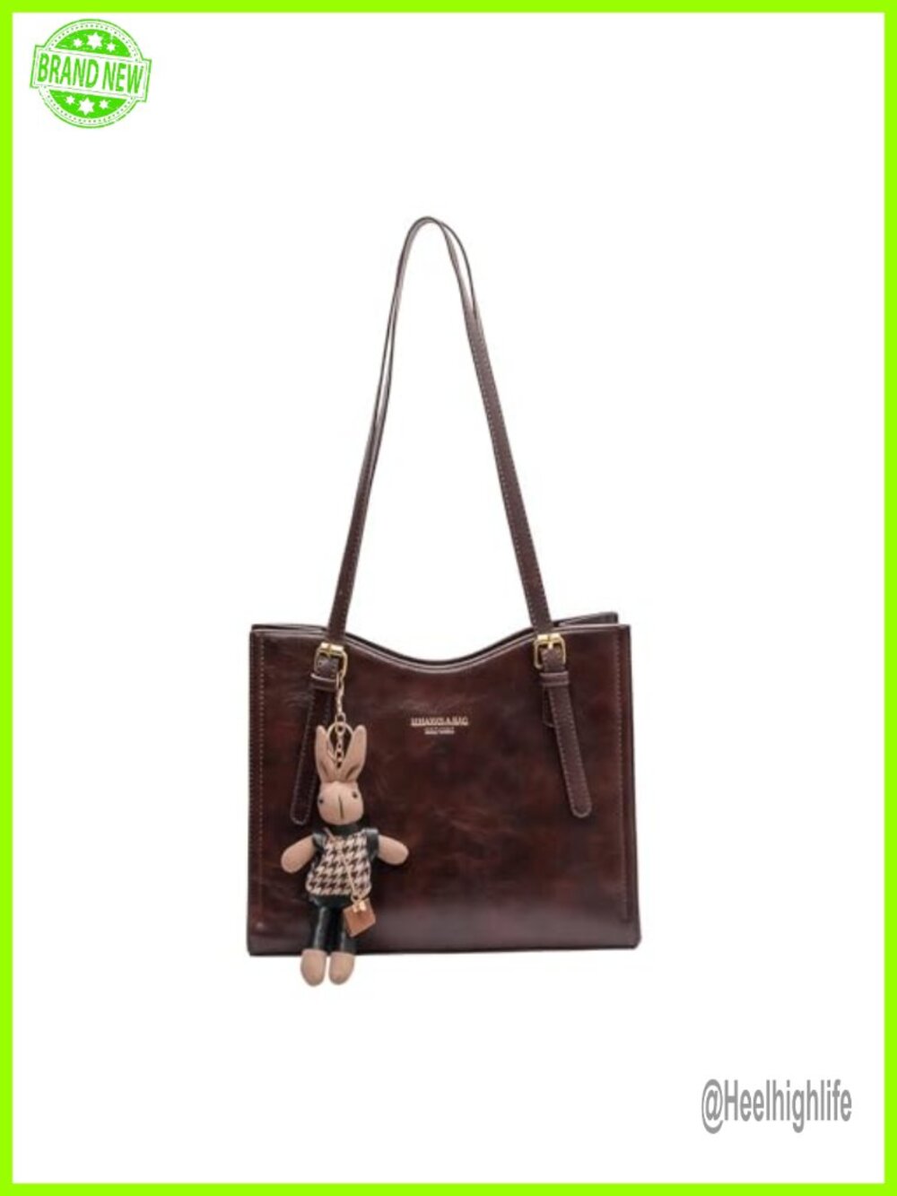 Vegan Leather Shoulder Bag Vintage Tote Everyday Zipper Purse